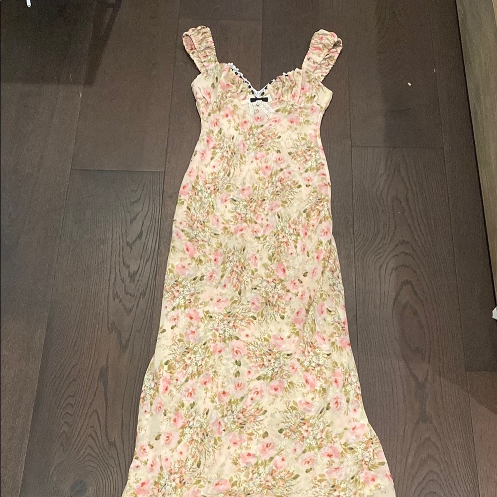 For Love And Lemons Pink and Green Maxi Sundress